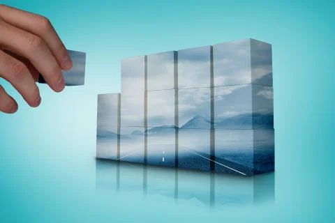Composite image of hand building wall Stock Illustration