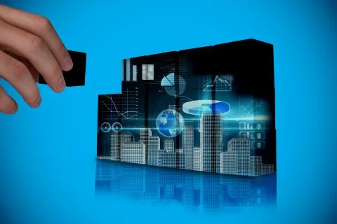 Composite image of hand building wall Stock Illustration
