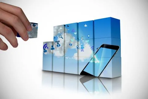 Composite image of hand building wall Stock Illustration
