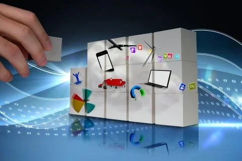 Composite image of hand building wall 스톡 일러스트