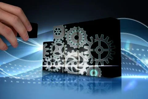 Composite image of hand building wall 스톡 일러스트