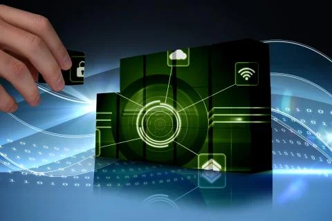 Composite image of hand building wall Illustrazione stock