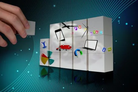 Composite image of hand building wall Stock Illustration