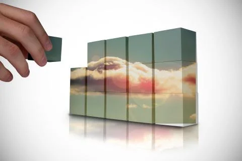 Composite image of hand building wall Stock Illustration