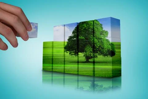 Composite image of hand building wall Stock Illustration