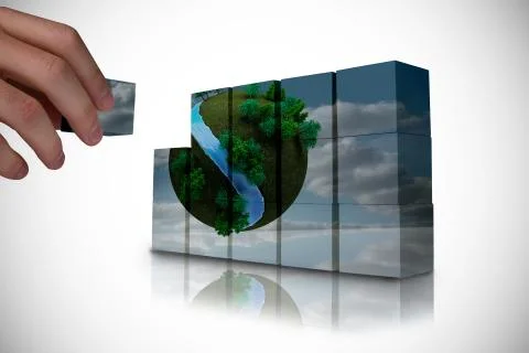 Composite image of hand building wall Ilustración de archivo