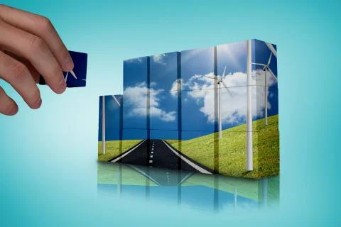 Composite image of hand building wall Stock Illustration