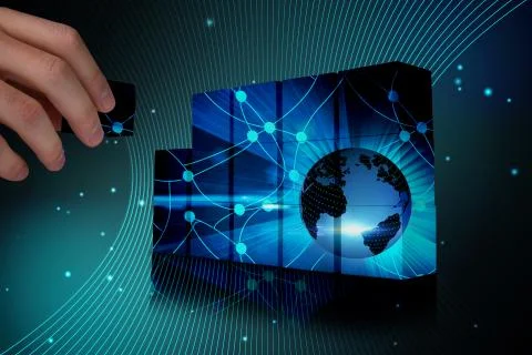 Composite image of hand building wall Stock Illustration