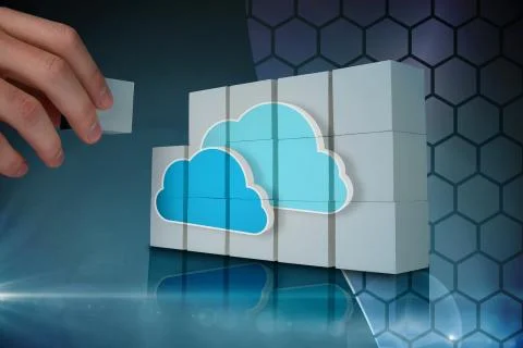 Composite image of hand building wall Stock Illustration