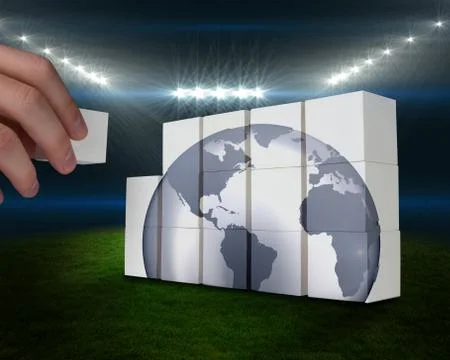 Composite image of hand building wall Stock Illustration