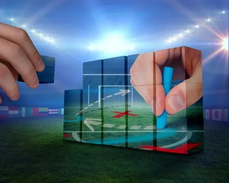 Composite image of hand building wall Stock Illustration