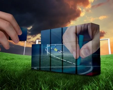 Composite image of hand building wall Stock Illustration