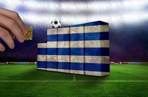 Composite image of hand building wall Ilustración de archivo