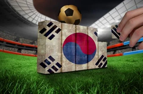 Composite image of hand building wall Ilustración de archivo