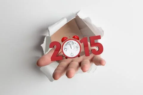 Composite image of hand bursting through paper Illustrazione stock