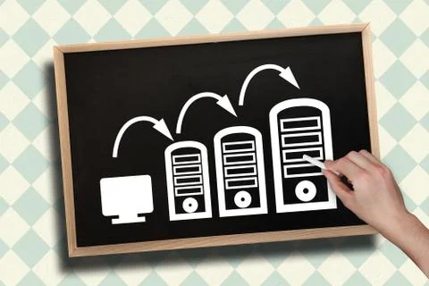 Composite image of hand drawing computing graphic with chalk Illustrazione stock