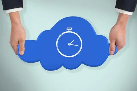 Composite image of hand holding cloud Stockfoto's