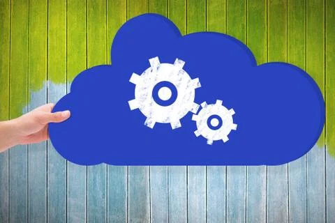 Composite image of hand holding cloud Stock Photos