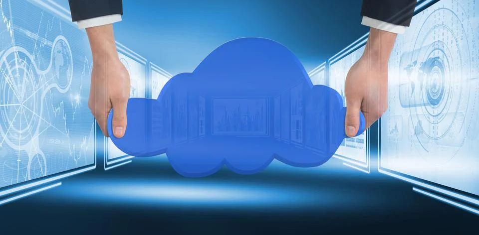Composite image of hand holding cloud Stock Photos