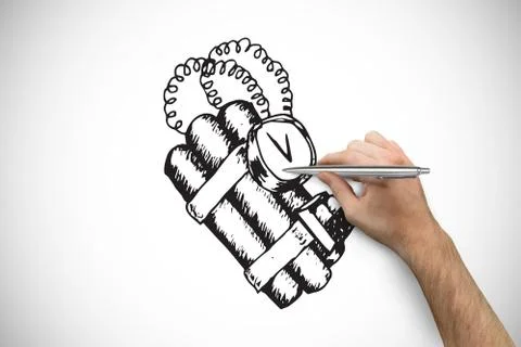 Composite image of hand holding a silver pen Illustrazione stock