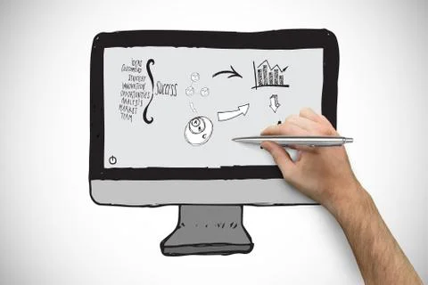 Composite image of hand holding a silver pen Stock Illustration