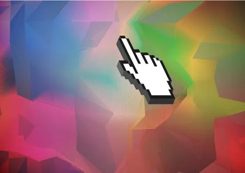 Composite Image of a Hand pointer against a colorful background Stock Illustration
