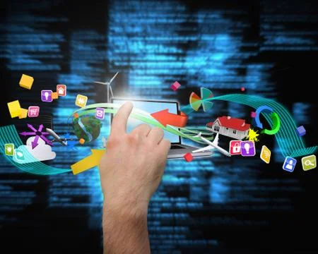 Composite image of hand pointing Illustrazione stock