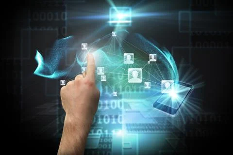 Composite image of hand pointing Illustrazione stock