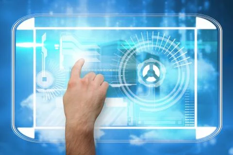 Composite image of hand pointing Illustrazione stock