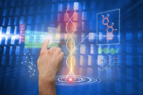 Composite image of hand pointing Illustrazione stock