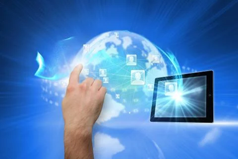 Composite image of hand pointing Illustrazione stock