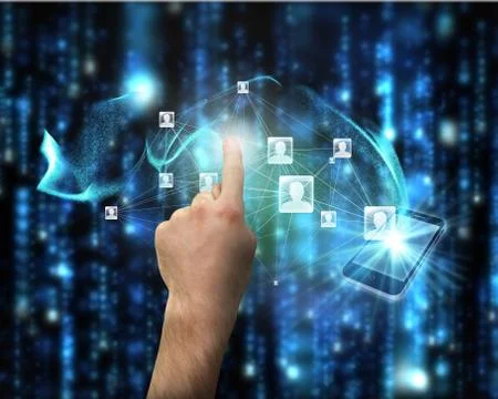 Composite image of hand pointing Illustrazione stock