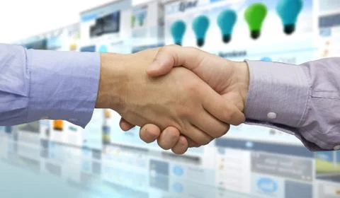 Composite image of hand shake in front of wires Stock Illustration