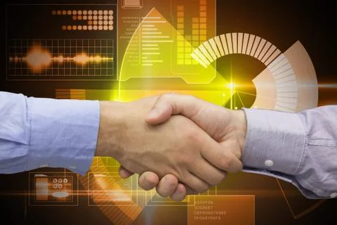 Composite image of hand shake in front of wires Stock Illustration