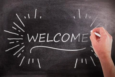 Composite image of hand writing with chalk 스톡 사진