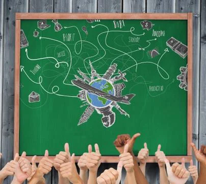 Composite image of hands giving thumbs up Ilustração Stock