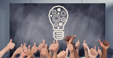 Composite image of hands giving thumbs up Ilustração Stock