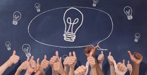 Composite image of hands giving thumbs up Ilustração Stock