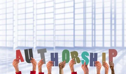 Composite image of hands holding up authorship Stock Illustration