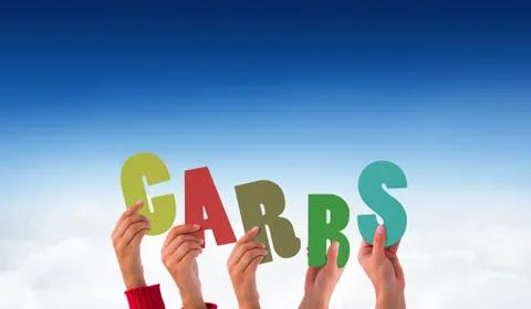 Composite image of hands holding up carbs Stock Illustration