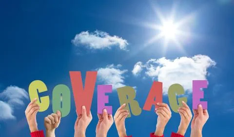 Composite image of hands holding up coverage Ilustração Stock