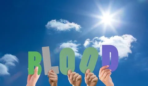Composite image of hands holding up Ilustração Stock