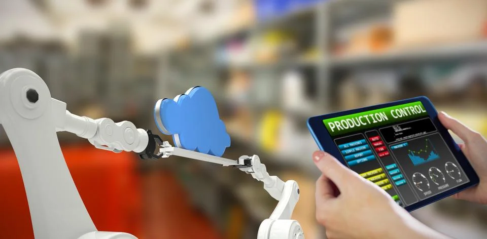 Composite image of hands holding tablet Stock Photos