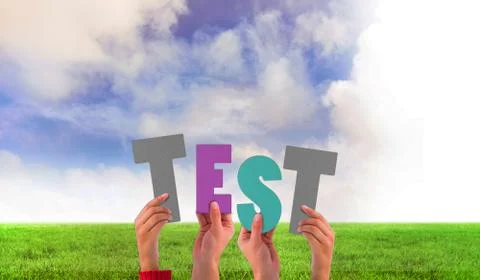 Composite image of hands holding up test Ilustração Stock