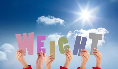 Composite image of hands holding up weight Ilustração Stock