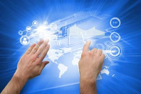 Composite image of hands pointing and presenting Illustrazione stock