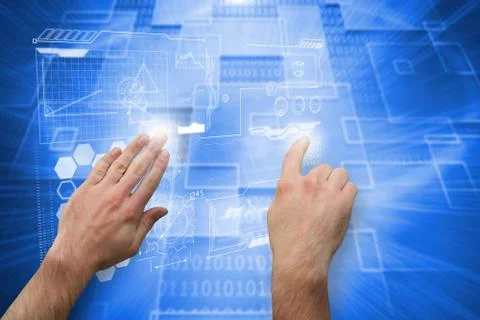 Composite image of hands pointing and presenting Illustrazione stock