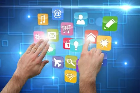 Composite image of hands pointing and presenting Illustrazione stock