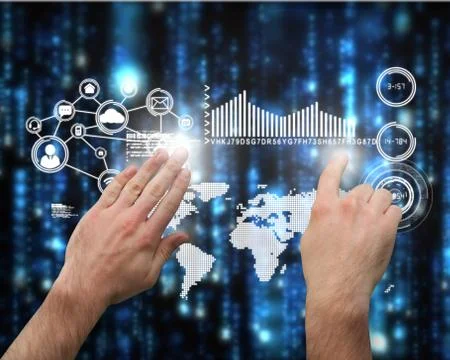 Composite image of hands pointing and presenting 库存插图