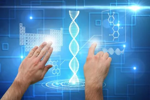 Composite image of hands pointing and presenting Illustrazione stock